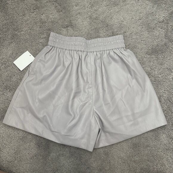 Good American Paperbag Leather Shorts Size 0 Purple Drawstring Waist Classy Chic - Picture 4 of 9